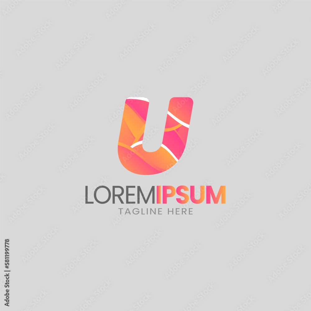 Initial U letter abstract gradient logo. Premium business logotype. Graphic alphabet symbol for corporate business identity.