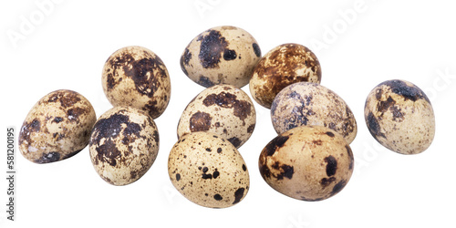 Quail eggs isolated. Collection of quail eggs on a transparent background.