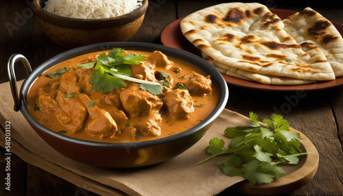 Indian Butter Chicken - A Popular and Flavorful Main Course with Marinated Chicken (created with Generative AI)