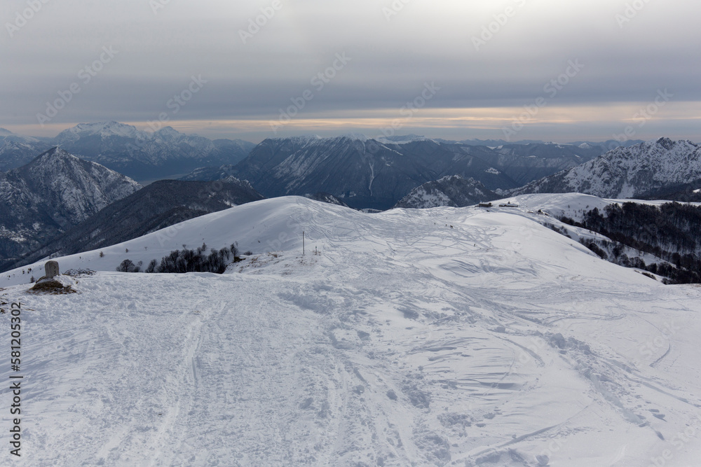 View of mountain with snow in Lombardy