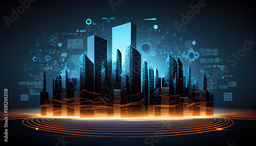 Smart city Digital technology  internet network connection  digital marketing IoT internet of things. Computer  surfing internet futuristic innovative technology clear background - Generative AI 