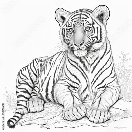 tiger on a white background   Generate IA