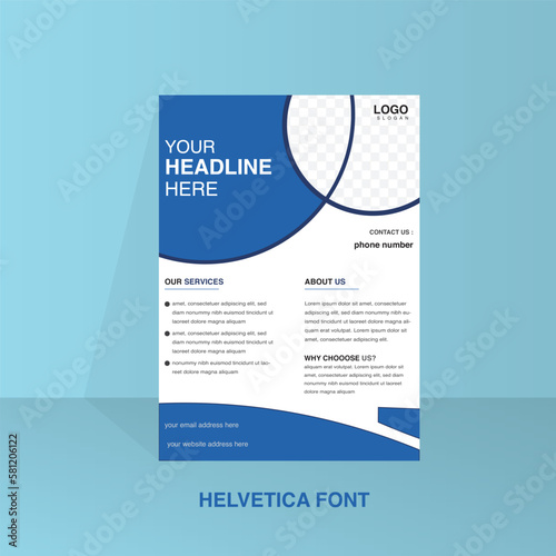 modern, creative, clean, business, flyer, design, template, advertising, company, promotion, growth, blue, color, gradient, vector, abstract, flat, corporate, illustration, a4, half, single, page, 