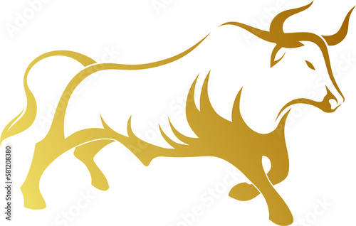 bull logo silhouette (gold gradient) on transparent background