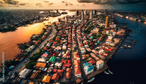 Imaginary Aerial view of Lagos - generative ai