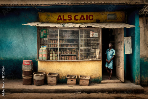 Picture of a grocery in Lagos - generative ai