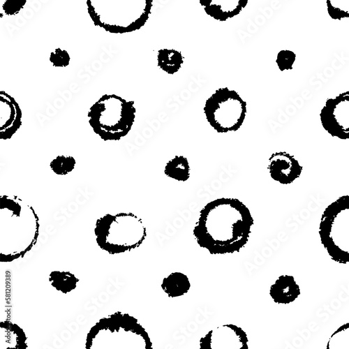 Light Inky Hand Drawn Circles and Dots Pattern on Blotting Paper