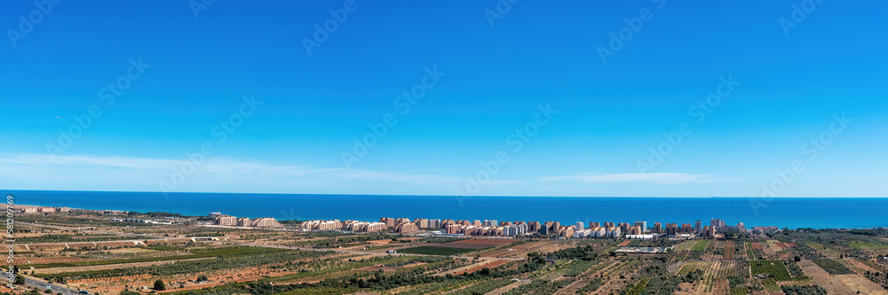 Panoramic View of the Marina d'Or neighborhood in Oropesa del Mar from the Mountains