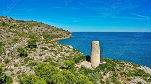 Enchanting Panoramic View of Torre de la Corda, Oropesa del Mar's Historic Hilltop Tower