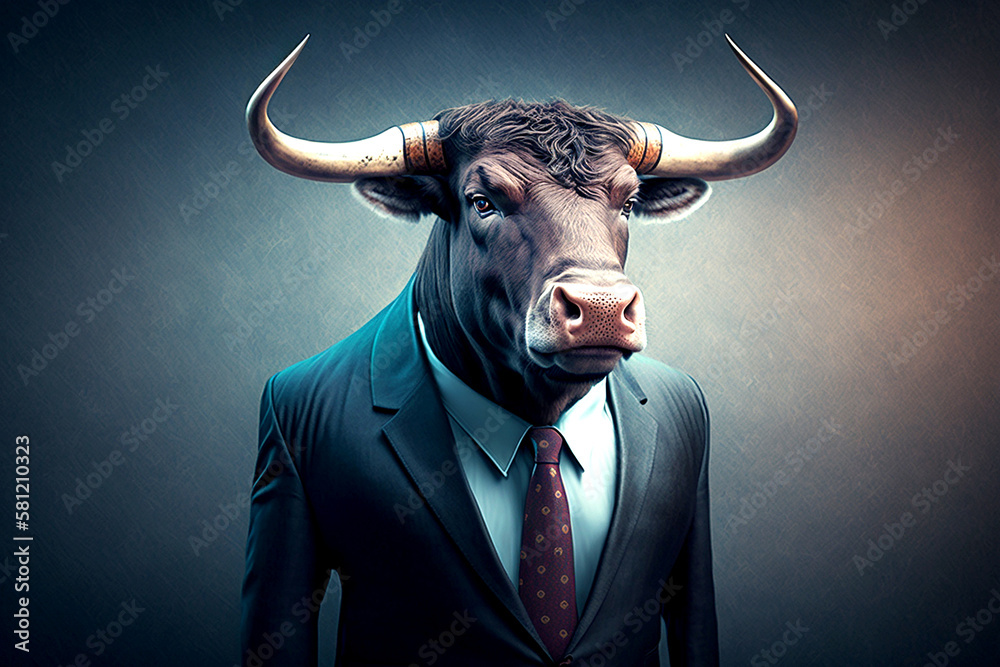 bull posing in business suit Generative ai bull posing in business suit Generative ai