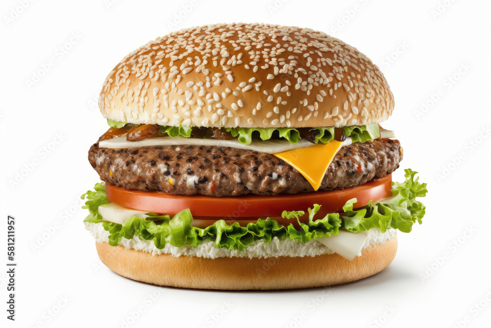 Tasty Fresh Burger. Illustration AI Generative Tasty Fresh Burger. Illustration AI Generative