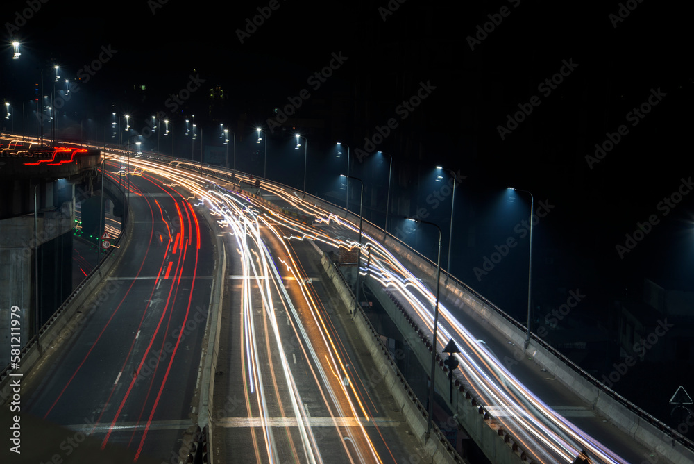 traffic on highway at night chittagong Bangladesh