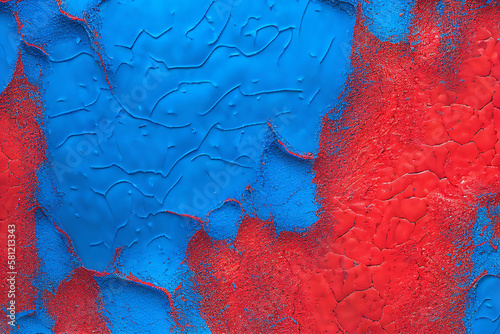 blue and red cracked background, generative ai