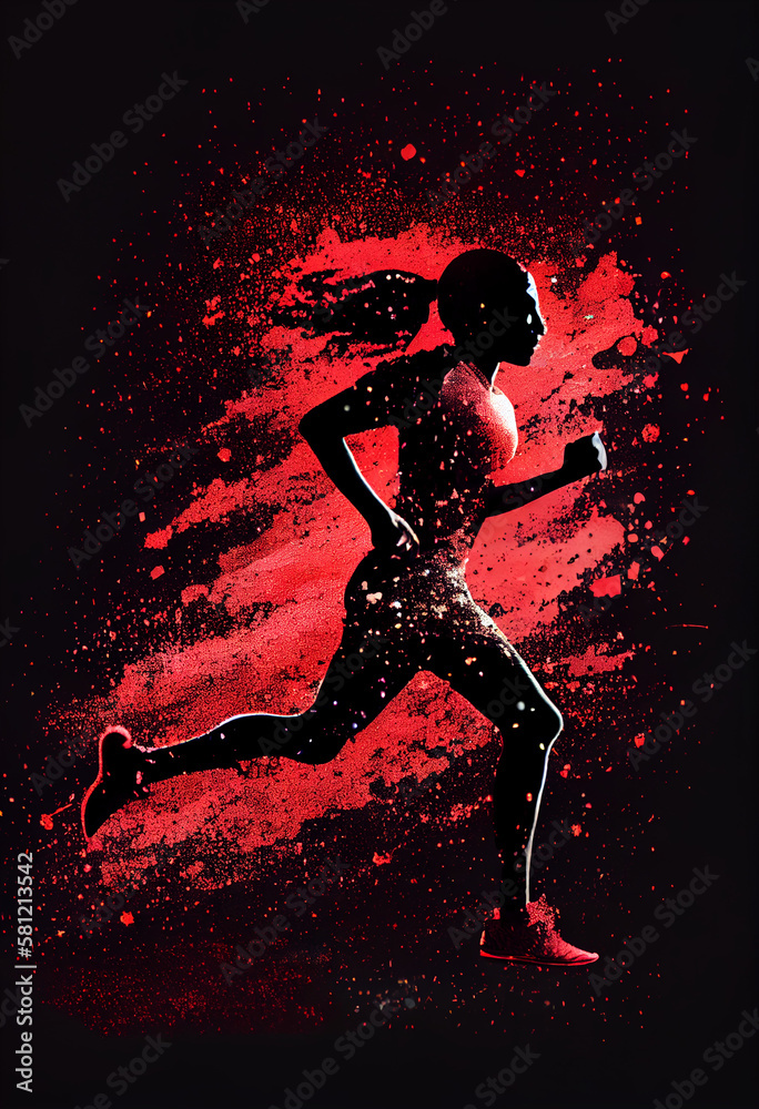 silhouette of a runner, neon particles, generative ai silhouette of a runner, neon particles, generative ai