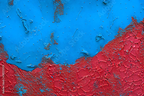 red and blue cracked background, generative ai