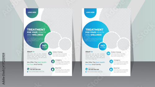 Medical Healthcare Flyer Layout Poster for Hospitals cover a4 size template, editable layer leaflets for printing and presentation vector Graphic Elements.