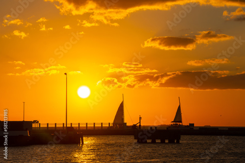 Beautiful sunset in the port of Key West in the far south of Florida