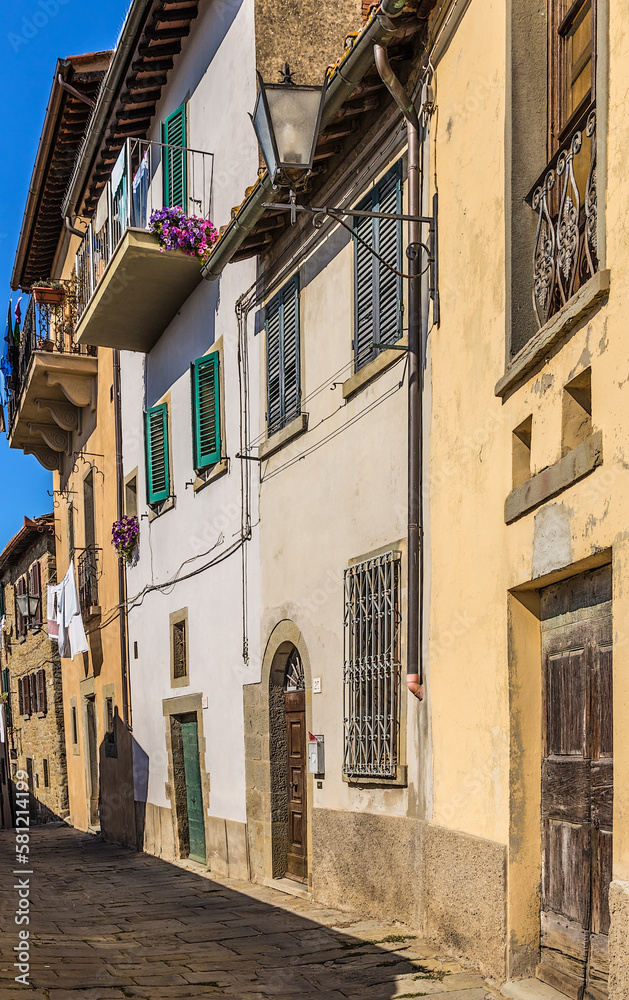 Cortona, Italy. Facades of old buildings