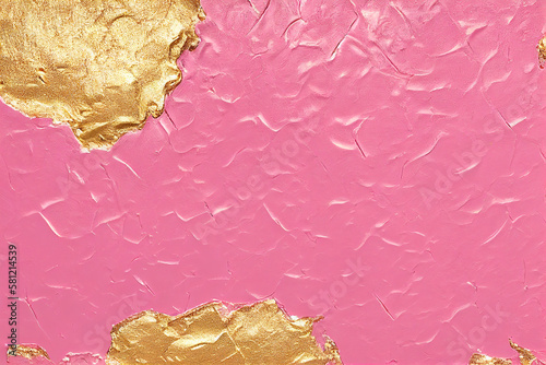 pink and gold cracked background, generative ai