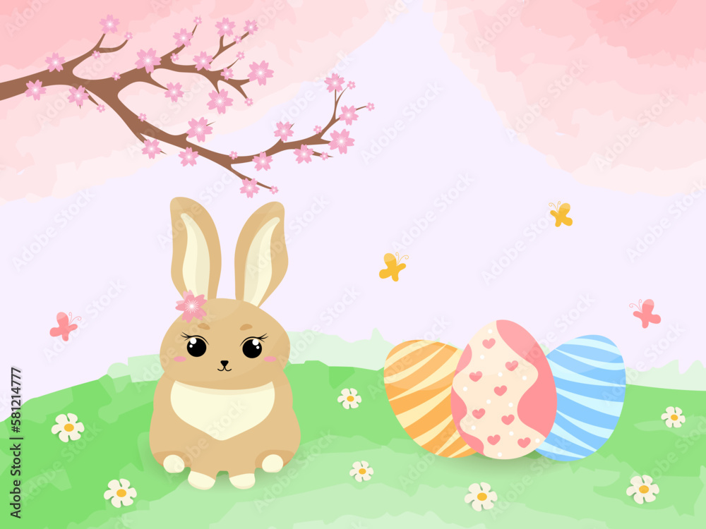 Easter rabbit, easter Bunny. Vector illustration.