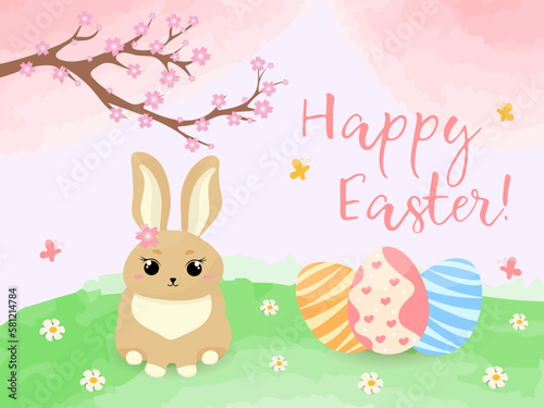 Easter rabbit  easter Bunny. Vector illustration.