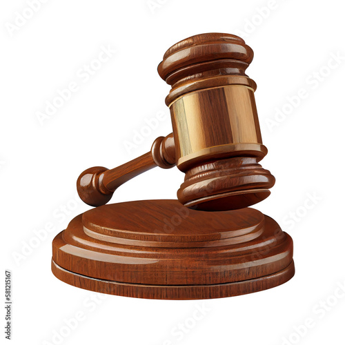 Judge gavel isolated 3d render. Concept law judgment legal system. Transparent png. Generative ai photo