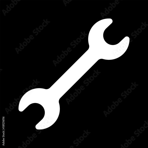wrench or spanner icon, black and white, vector illustration 