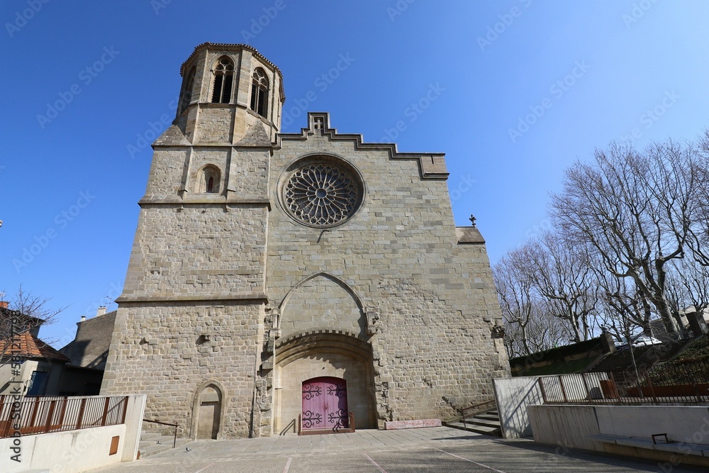 La cathédrale Saint Michel, de style gothique, vue de l'extérieur, ville de Carcassonne, département de l'Aude, France