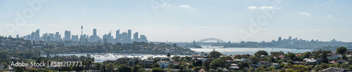 Sydney Harbour and Opera House. Cityscape. Darling Point, Point Piper, Harbour Bridge, panorama