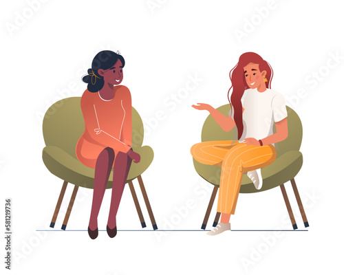 Women gossiping, telling, whispering secrets. Girlfriends talking shocking secret of news behind back. Surprised shocked person listening to rumors from girl friends. Vector isolated illustration 