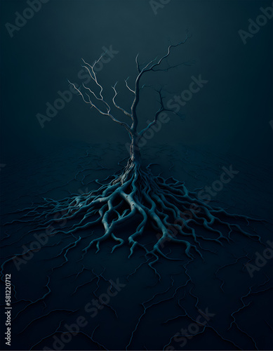 ilustracion en representacion a la deforestacion, ultimo arbol seco