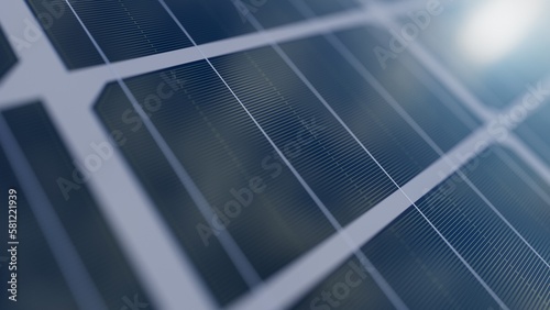 Close-up view of half cut polycrystalline solar panel cell. photo