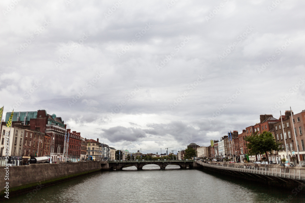 Street view of the city of Dublin in Ireland.