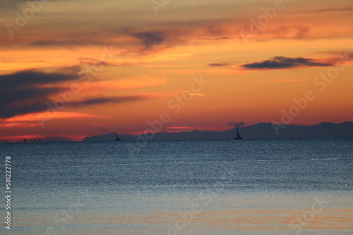 Sunset landscape in Liguria 