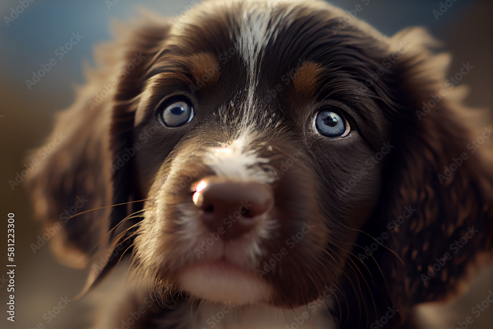 Cute puppy mascot , looking at camera ,generative AI