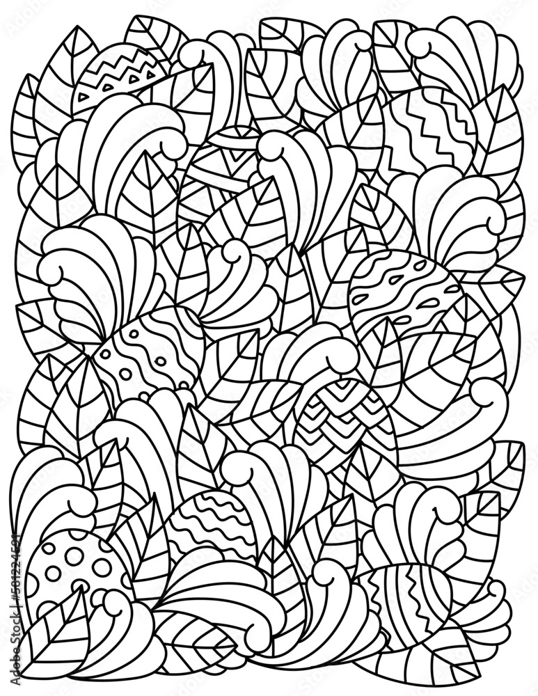 Fototapeta premium Easter egg hunt, activity coloring page with eggs and tufts of grass
