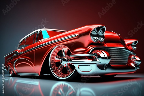Red Classic Car, Generative AI