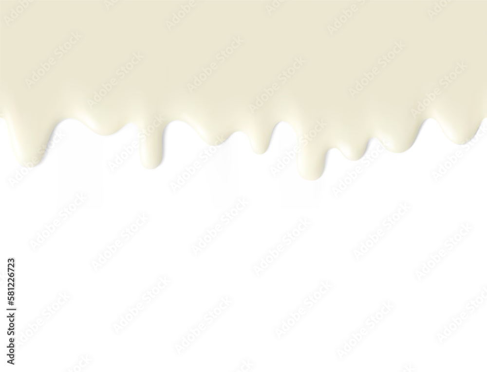 Realistic seamless cream flowing drops. Vector illustration isolated on ...