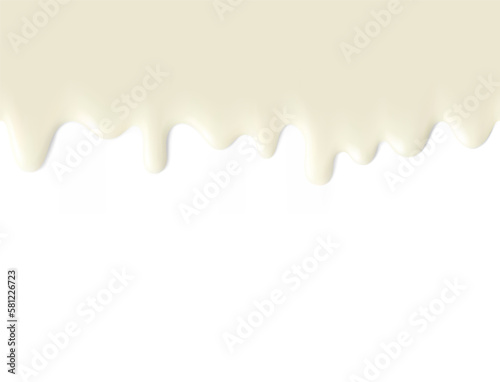 Realistic seamless cream flowing drops. Vector illustration isolated on white background. Easy to use on different backgrounds. EPS10.