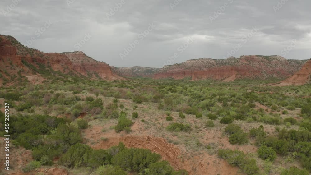 Panoramic view of vast canyon landscape at Caprock Canyons State Park in west Texas - 4K Drone