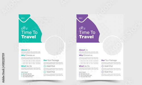 ravel poster or flyer pamphlet brochure design layout space for photo background. Yellow Travel flyer template for travel agency