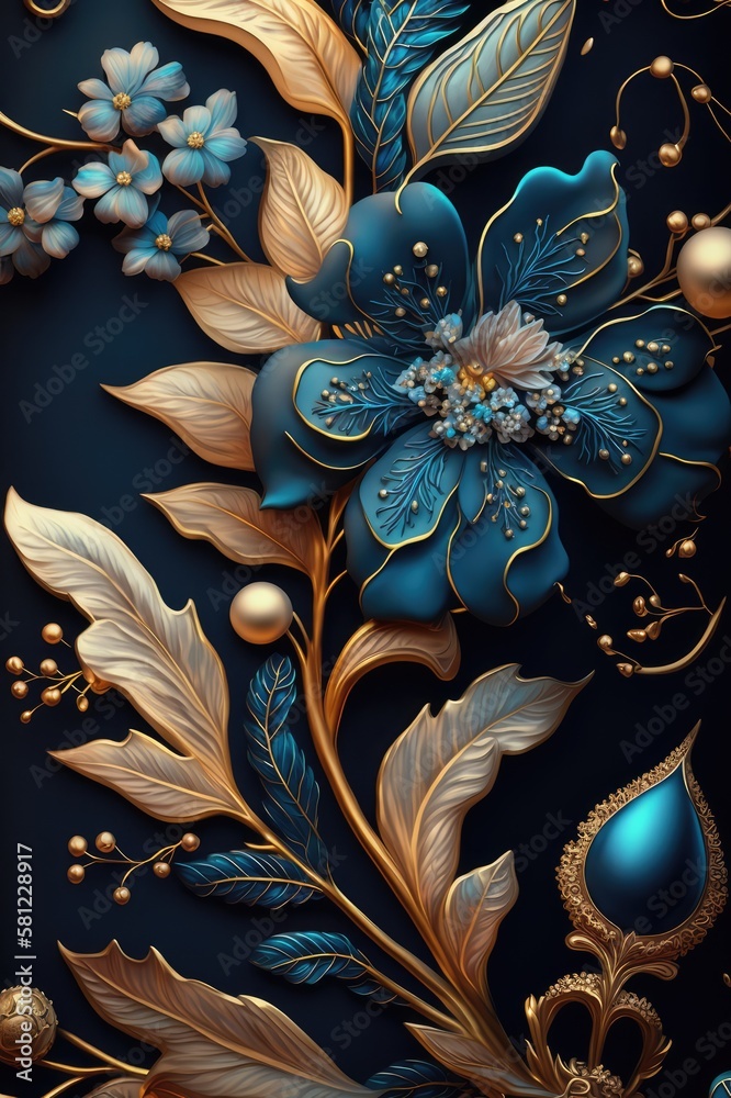 Beautiful floral and pearl background, made with generative ai