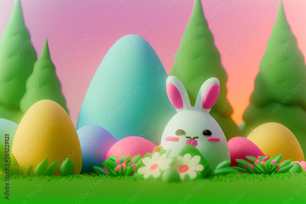 Easter bunny in a lovely setup