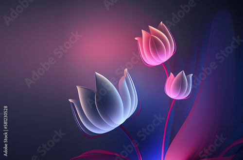 Beautiful purple tulips on a dark background. Vector illustration.. Generative AI technology.