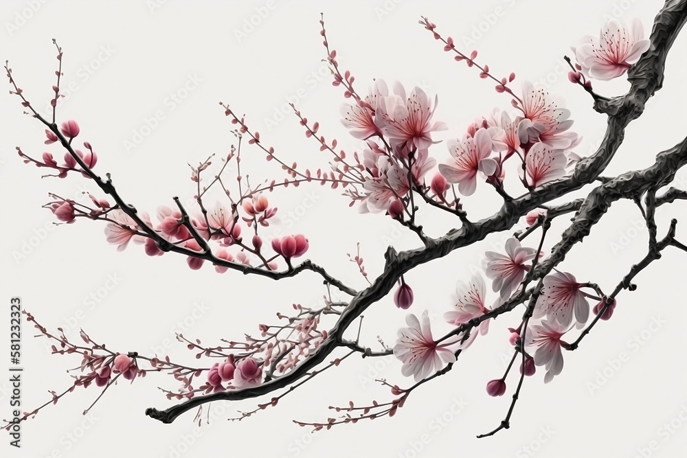 Fototapeta premium Pink and White Cherry Blossom Branch