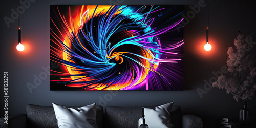 Colorful neon abstract art with vibrant hues - Generative AI photo