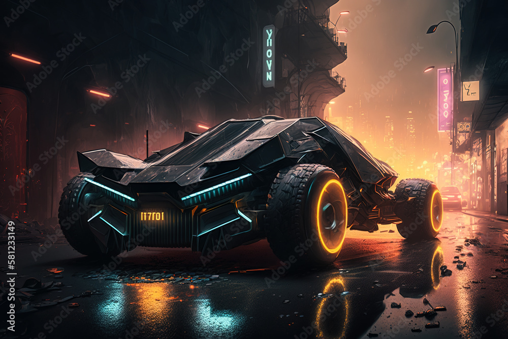 Premium AI Image Batman batmobile in the city wallpaper