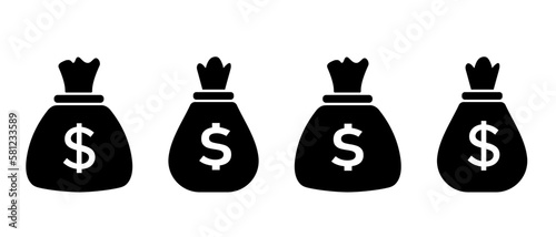 Money bag vector icons set