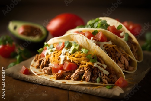 Tacos Mexican dish made with ground beef