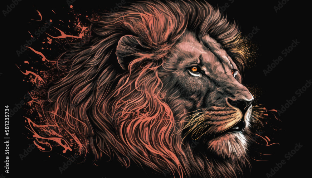 Fototapeta premium lion tiger head animal zoo illustration Generative AI, Generativ, KI